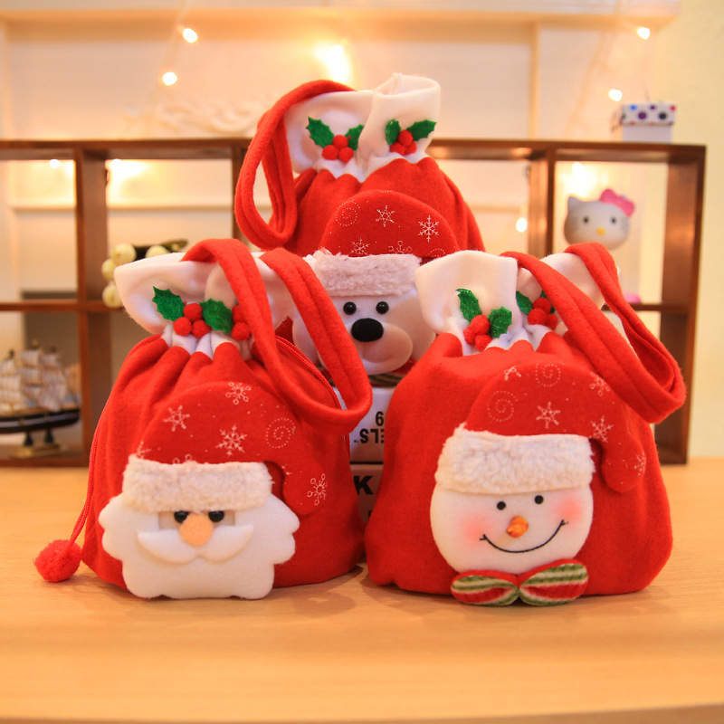 

Christmas Decoration Flannel Fabric Candy Tote Bag Children's Kindergarten Shopping Mall Christmas Gift Bag for Apple