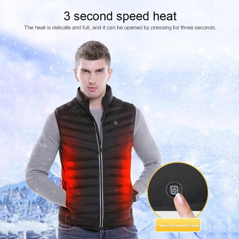 

Outdoor USB Infrared Heating Vest Jacket Winter Flexible Electric Thermal Clothing Waistcoat Heated Cotton Vest Hiking Dropship, Black