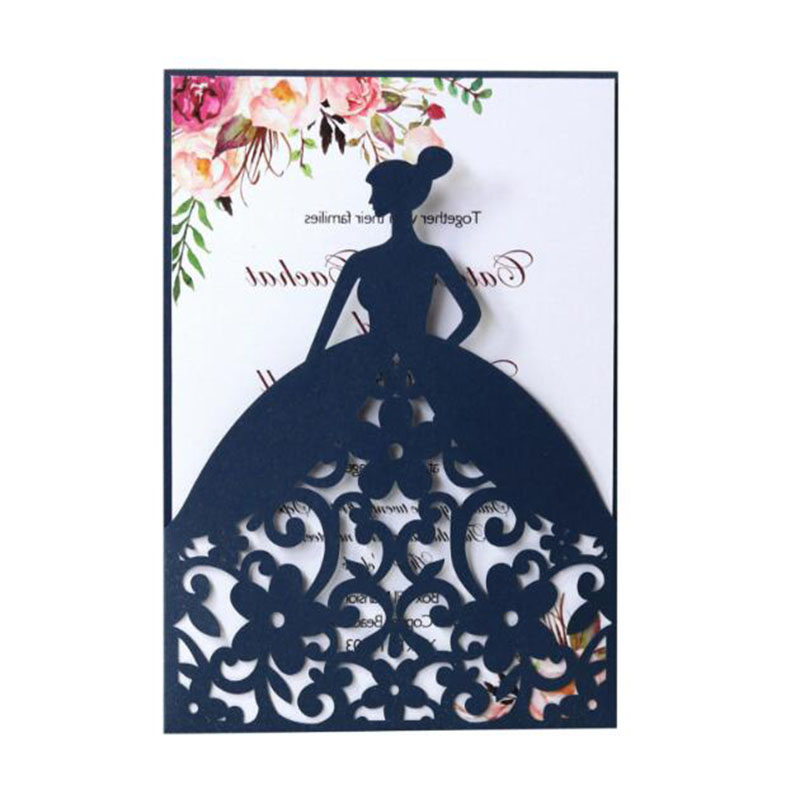 

100pcs European Style Marry Bride Wedding Inviation Card Hollow Flower Greeting Card Postcard Festival Party Supply