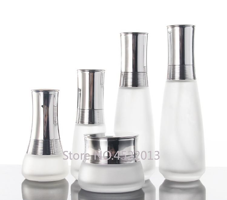 

10Pcs 120ml100ml45ml30ml Glass Empty Cosmetic Lotion Pump Bottle, Portable Emulsion/Foundation Package, 50g Glass Cream/Mask Jar