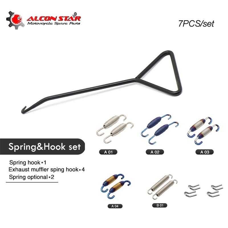 

Alconstar-7Pcs Universal Stainless Steel Motorcycle Exhaust Pipe Muffler Mounting Spring Hooks Link Pipes Stainless Steel Spring