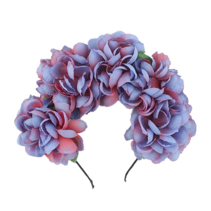 

Party Dress Supplies Floral Wreath Plastic Cloth Flower Lei Headband Birthday Party Decoration Game Festive wieniec na drzwi#A