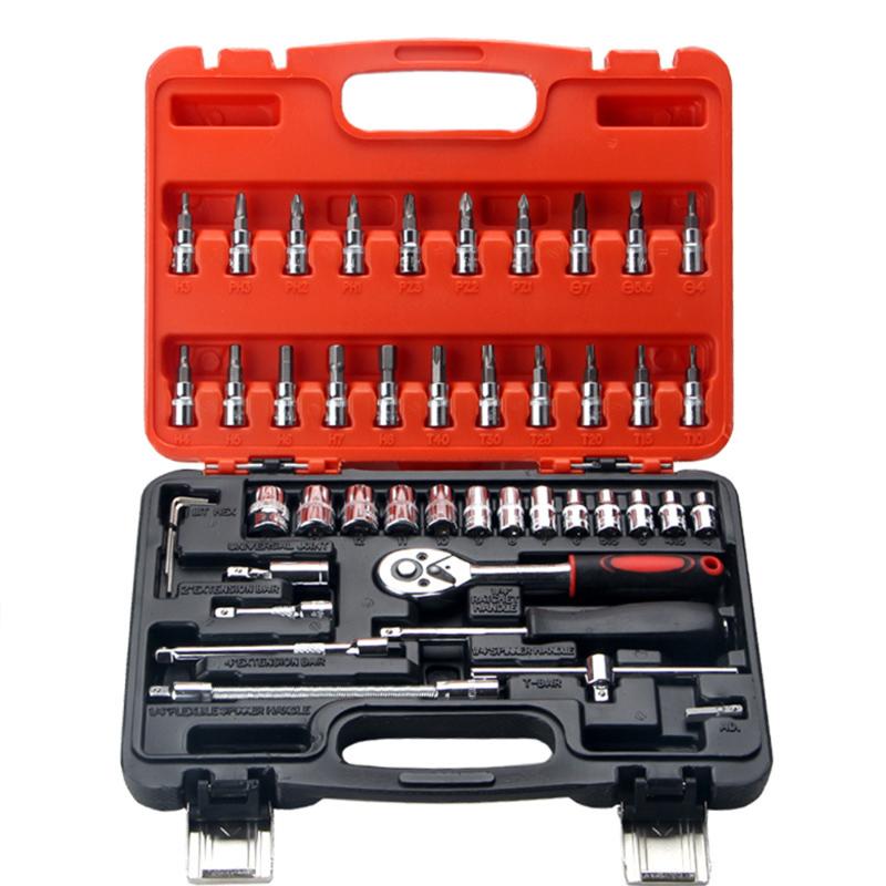 

HGhomeart 46PCS Ratchet Wrench Set Socket Wrench Tool Set Car Repair Tool of Multi-function Combination