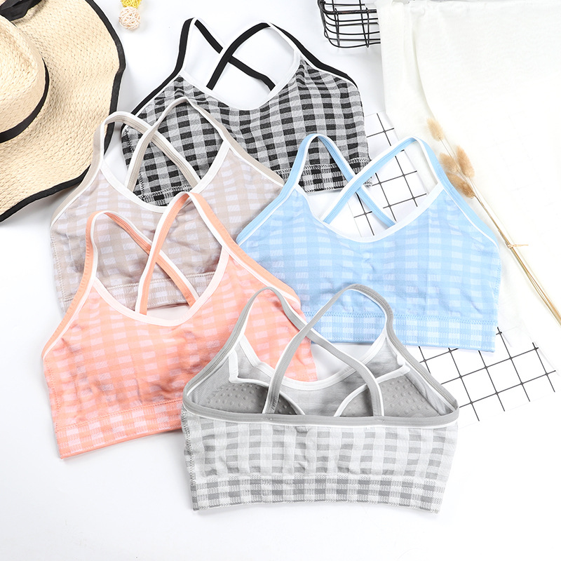 

Sport Bras Girls Tops Vest Women Sport Bras Lattice Breathable Quick Dry Push Up Padded Shakeproof Yoga Bra Jogging Running Tops, Black pad