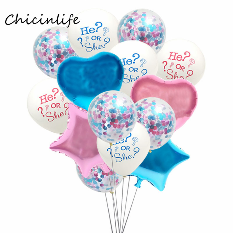 

Chicinlife Gender Reveal Party Balloon Confetti Banner He or she  Balloon Boy or Girl Baby Shower Party Decoration