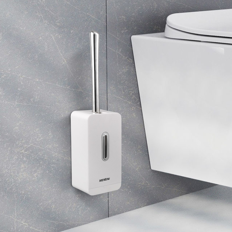 

White Toilet Brush &Holder Set Stainless Steel Creative Cleaning Brush Punch-free Toilet Suction Wall Bathroom Accessories