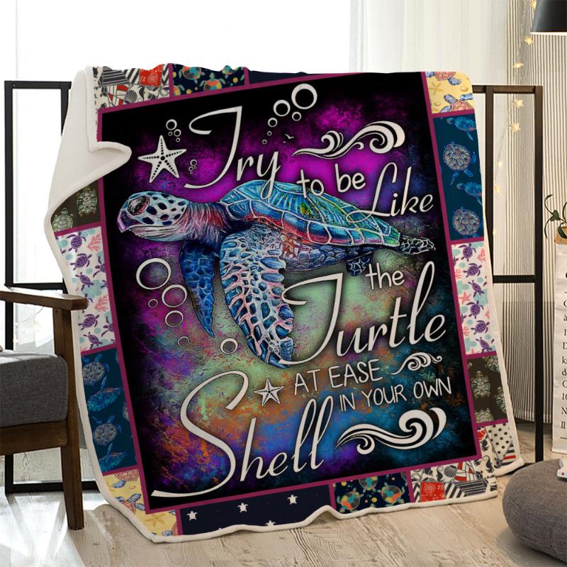 

Soft Plush Turtle Throw Blankets Layers Fleece Nap Blanket Winter Living Room Warm Bedspread