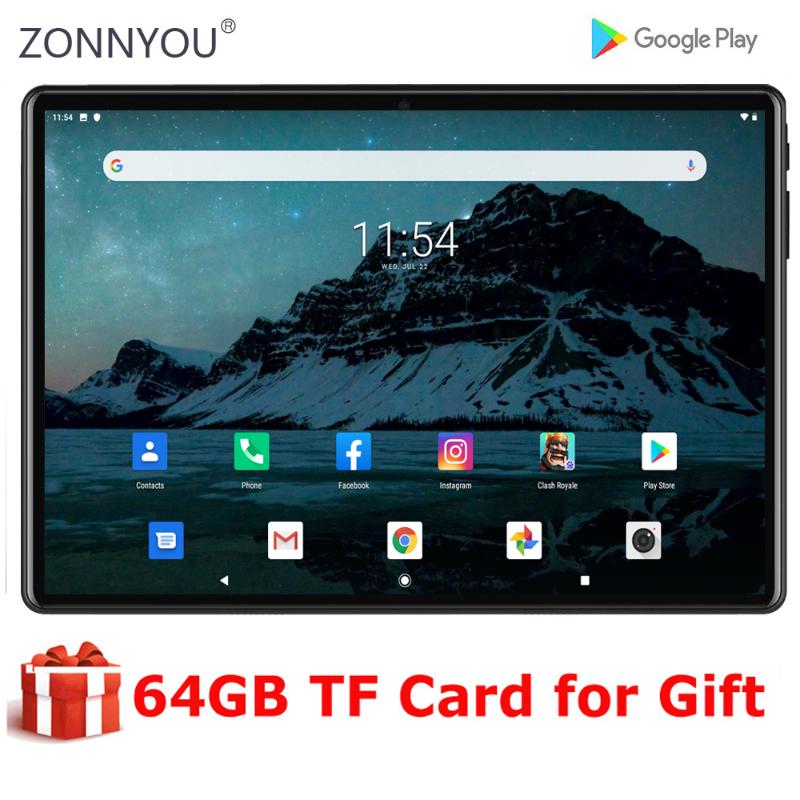 

2020 Ultra Slim 10 inch tablet PC 3GB RAM 32GB ROM 4G LTE Phone Tablet Dual SIM Card Wifi Android 9.0 10.1+ 64GB TF Card, Black