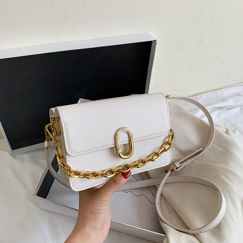 

CASMOR Flag Bag Women 2020 New PU Small Shoulder Bag Fashion Designer Solid Chains Exquisite Daily Mini Crossbody Bags Lady, Khaki