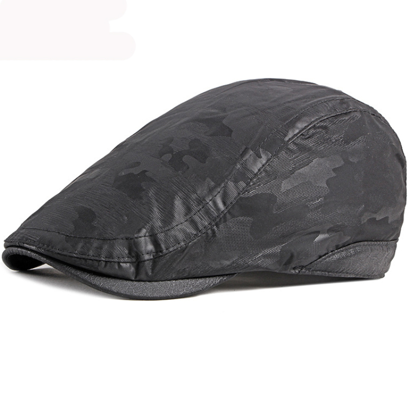 

Berets HT3154 Camouflage Sboy Ivy Flat Cap Men Women Breathable Summer Gastby Beret Adjustable Artist Painter Hat, Black