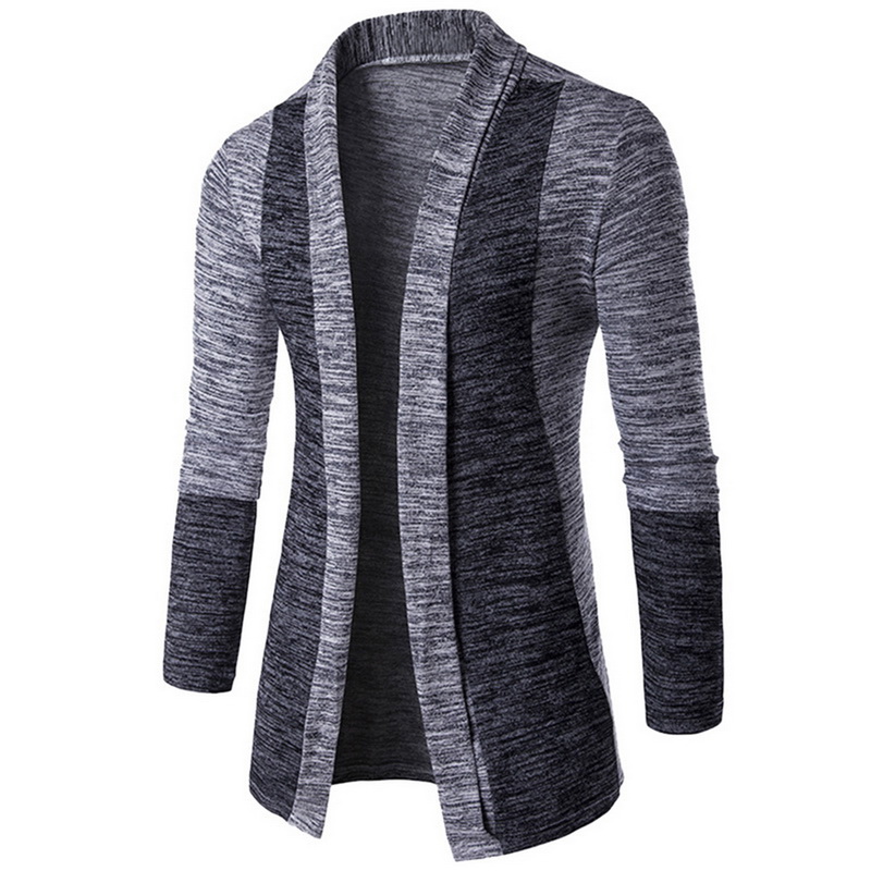 

Autumn Cardigan Sweater Men Fashion Patchwork Knitwear Streetwear Mens Sweaters 2020 Casual Slim Knitted Cardigan Winter Sweater, Light gray