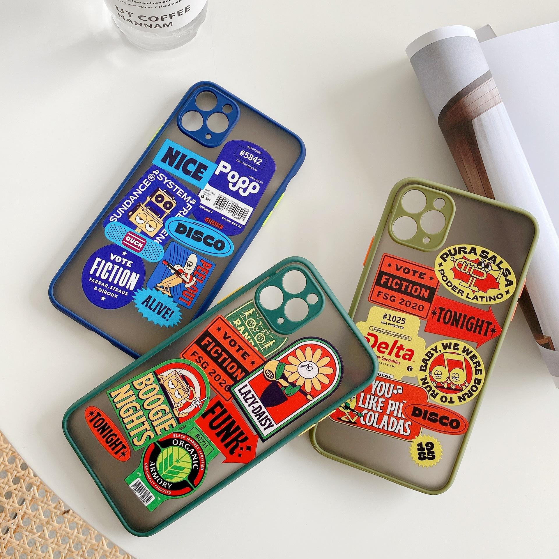 

Luxury Designer For iPhone 11 Pro Max Phone Case Fashion Cartoon Label Acrylic Cases For iPhone X XR XS Max 7 8 Plus Cover Coque