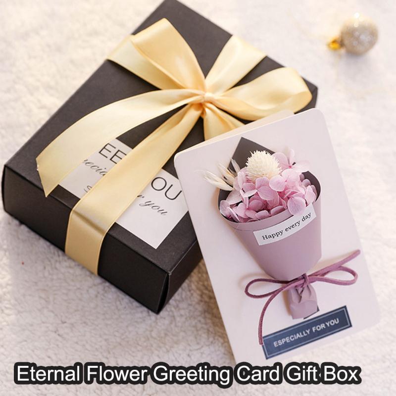 

Card Mother's Day Gift Postcard Party Favors Dried Flower Greeting Card With Gift Box Bouquet Greeting Wedding Invitations