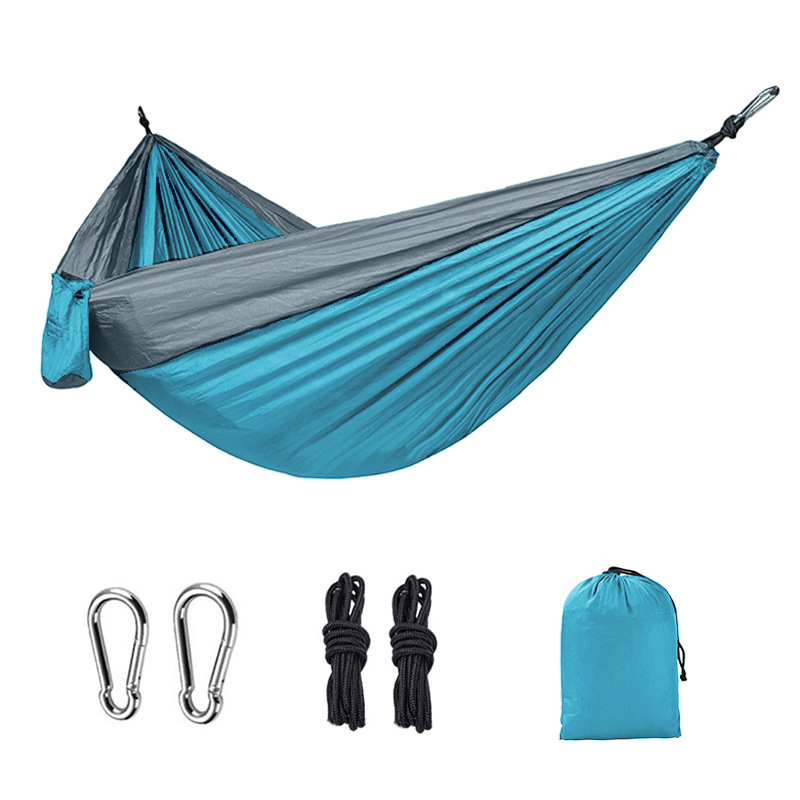 

270*140cm Single Double Nylon Hammock Outdoor Camping Ultra-light Portable Nylon Parachute Cloth Color-blocking Hammock