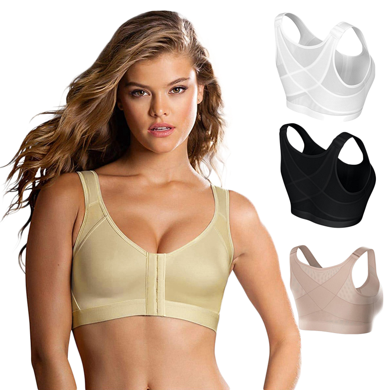 

Posture Corrector Lift Up Bra Women Shockproof Sports Support Bra Plus Size Fitness Vest Adjustable Underwear Cross Back Corset, Beige