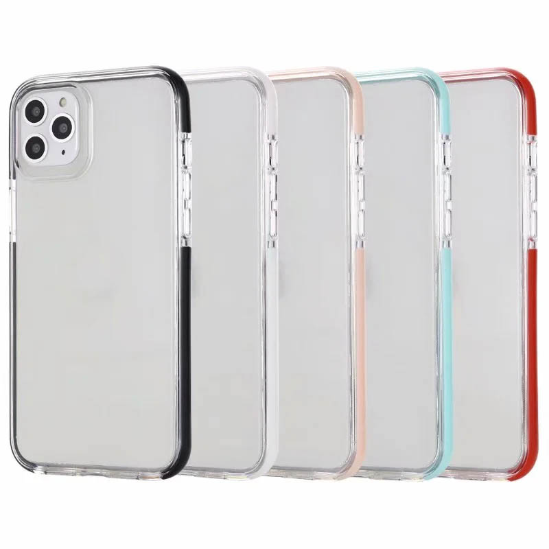 

For Iphone 12 2020 5.4 6.1 6.7 inch 11 Pro XS MAX X XR XS 8 7 6 Hit Color Soft TPU Case Bicolor Gel Phone Cover Fashion Phone Back Skin