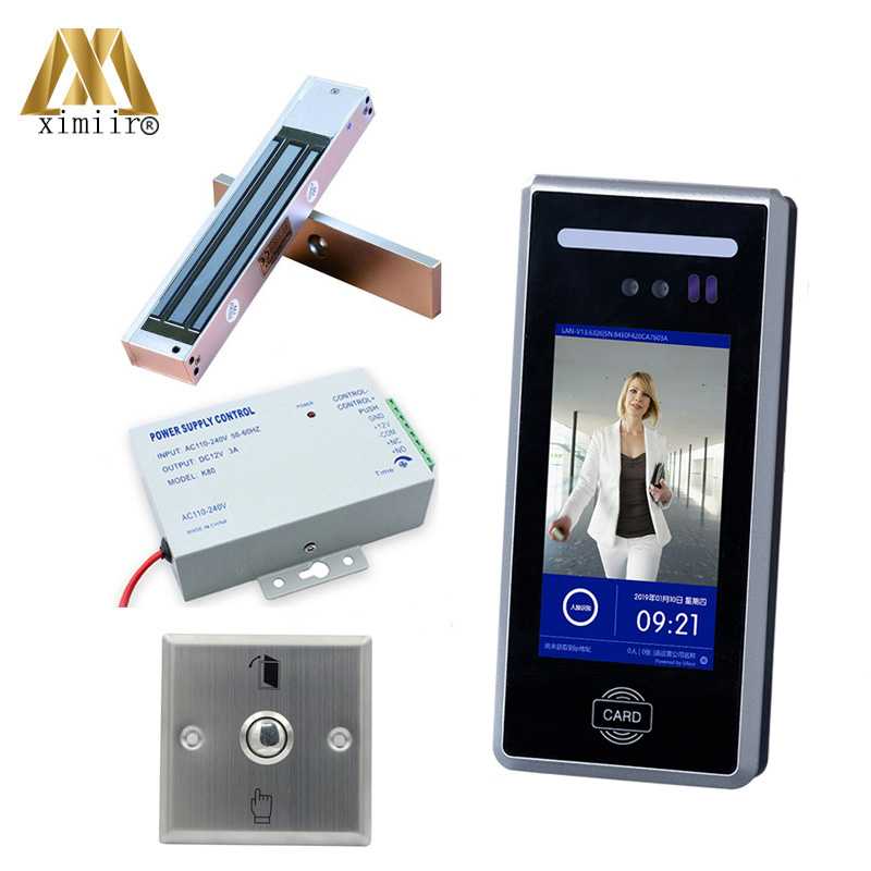 

Biometric Dynamic Face Access Control MD18 Facial Recognize Time Attendance 13.56Mhz With Power Supply Exit Button Electric Lock