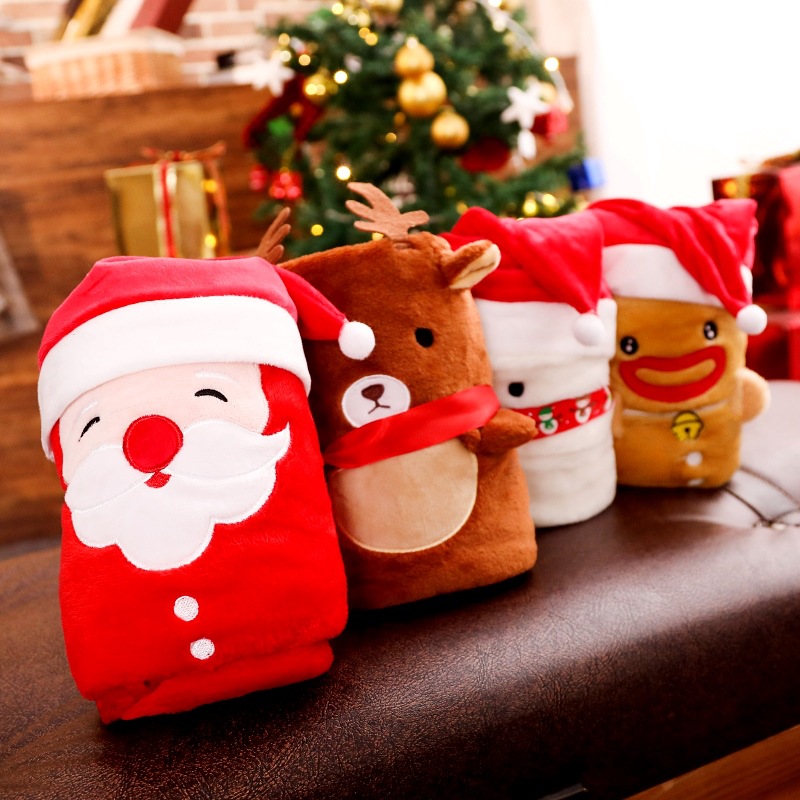 

Fleece Christmas Doll Blanket Red Santa Cartoon Snowman Elk Warm Doll Gift For Kid Adult Creative Office Car Baby Blanket Gifts