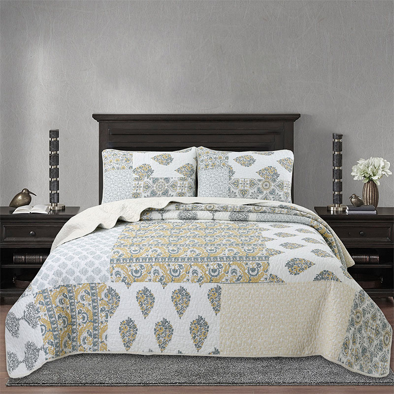 

Quality Patchwork Quilt Set 3PCS Quilted Bedspreads For Bed Washable Cotton Quilts Bed Covers  Queen Size Coverlet Blanket, As picture