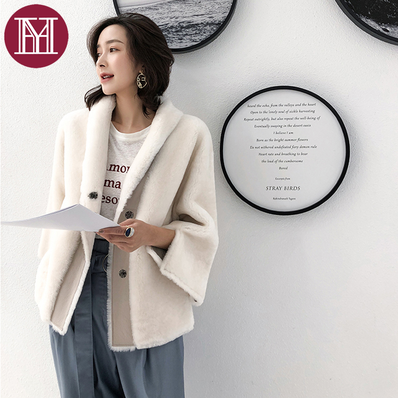 

Winter women real merino sheep fur jacket import 100% nature sheep fur leather double faced outerwear thick warm coat, Color 2