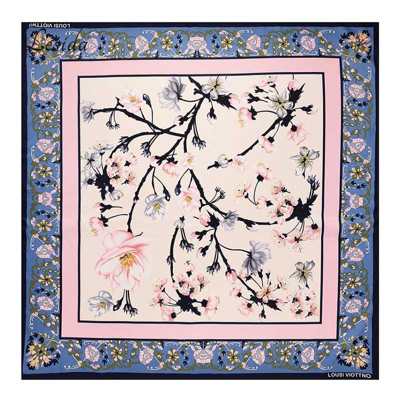 

2020 Wholesale Square Women Scarf Chinese Foulard Femme Hijabs Twill Vintage Bird Flower Pattern Scarves