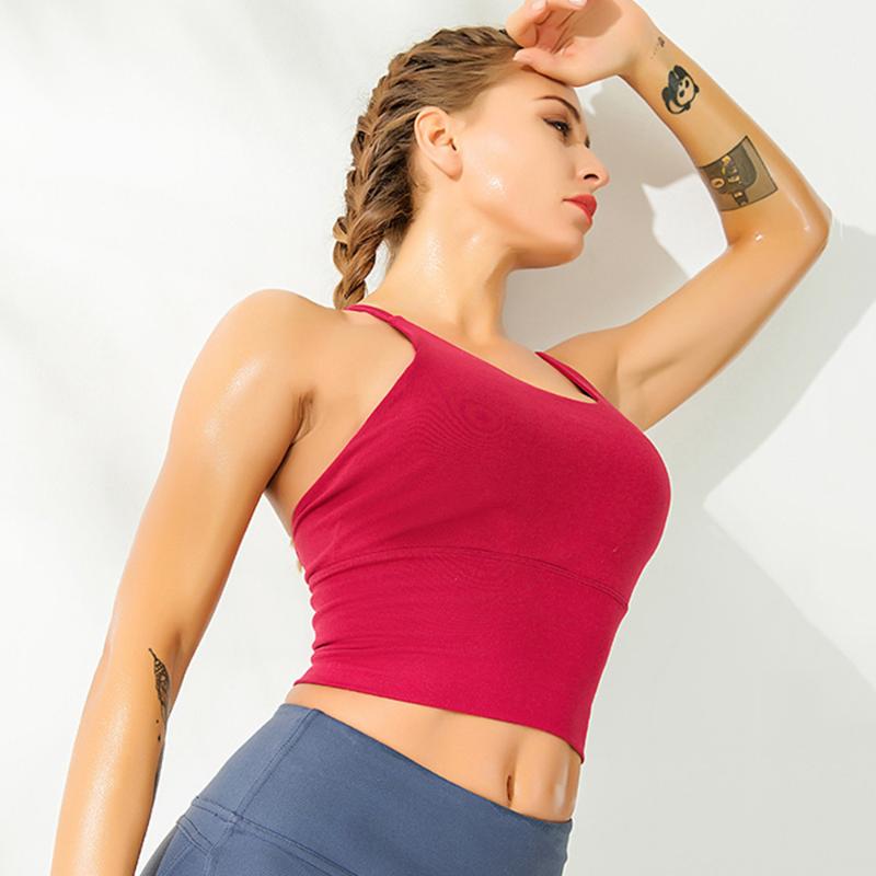 

BOKAMODA Womens Sports Bras Sexy Beauty Back Design Yoga Sports Bra No Steel Ring Super-elastic Shockproof Breathable Yoga Vest, Black