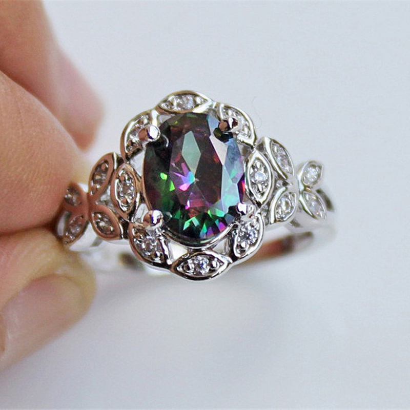 

ZHOUYANG Rings For Women Colorful Oval Zircon Creative Gradient Openwork Butterfly Silver Color Fashion Jewelry KAR243
