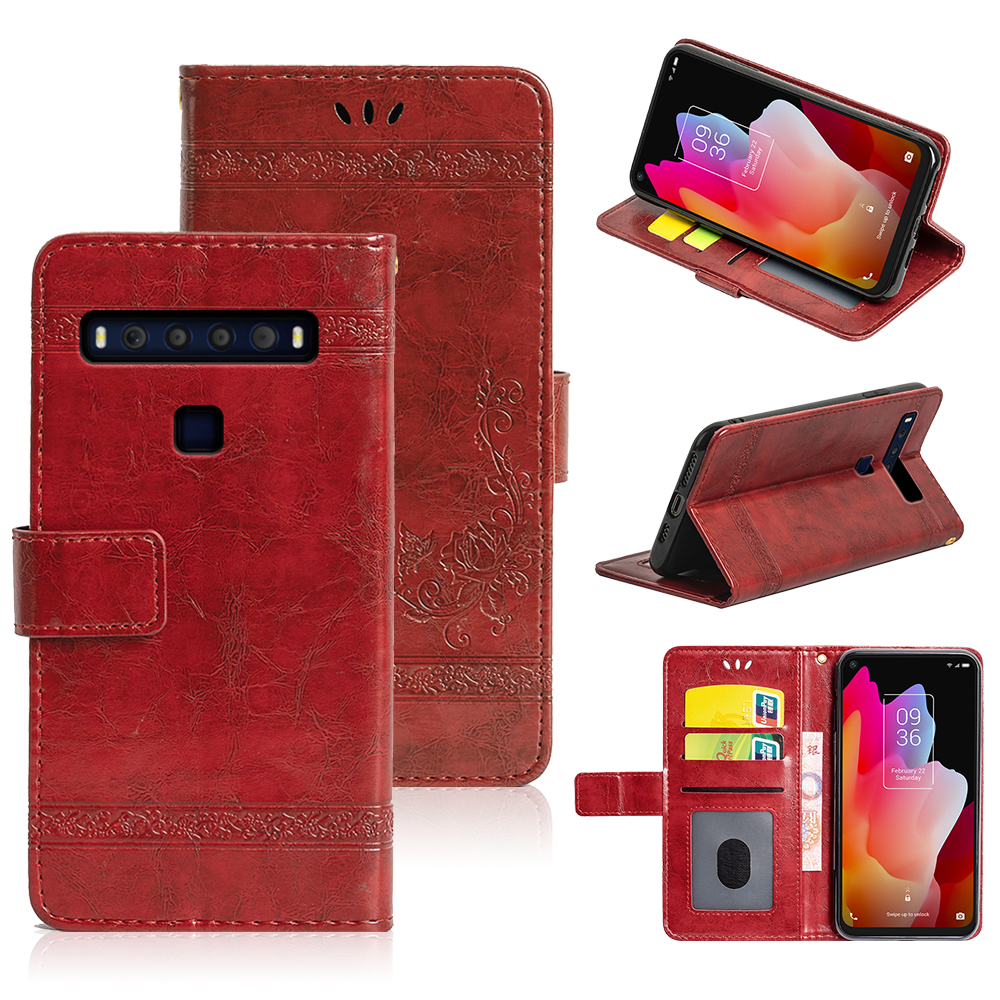 

Luxury Case For TCL 10L Wax Leather Phone Case Leather Cover, Black