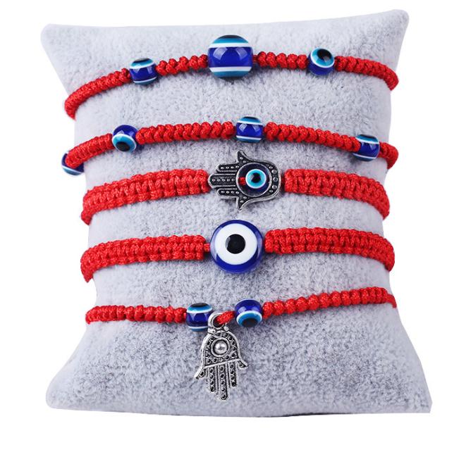 

6 Styles Handwoven Bracelet Lucky Bracelet Red String Thread Bracelets Blue Evil Eye Charm Jewelry Fatima Friendship for women