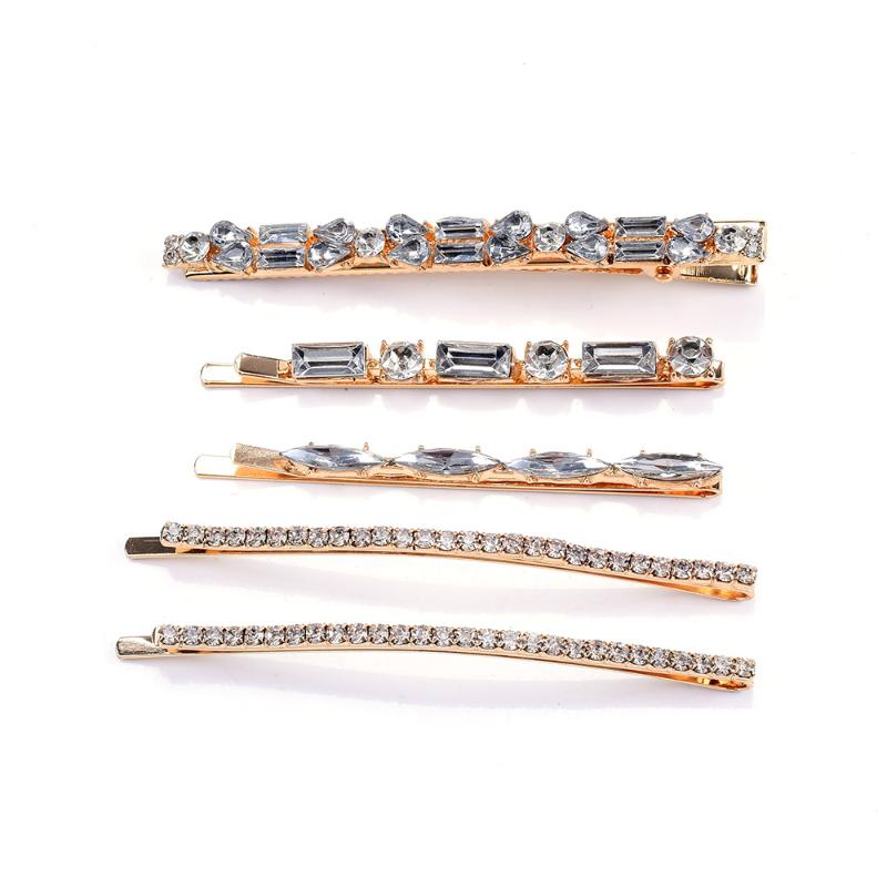 

Luxury Clear Crystal Long Hair Clips Women Hair pins Sets CZ Rhinestone Bridal Hairpin