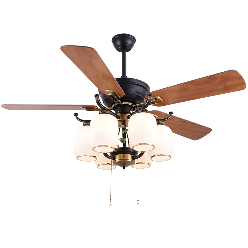 

High Quality Glass LED Ceiling Fan Light American Industrial Wind Remote Control Living Room Bedroom Home E27 Fan Hanging Lamp