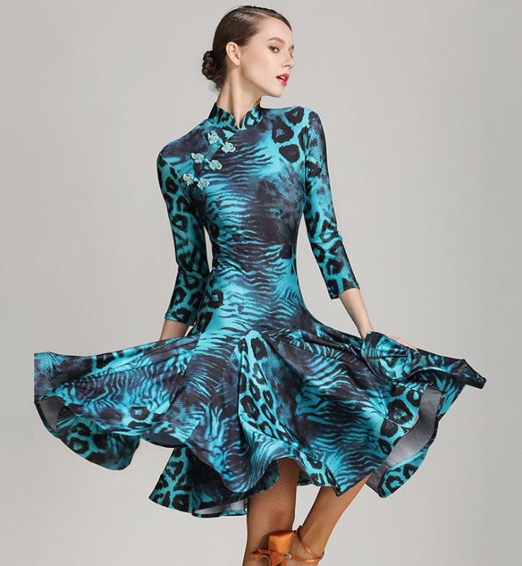 

latin dance skirt red leopard dance skirt for latin dancing lesson practise danging wear dress without decoration, Blue