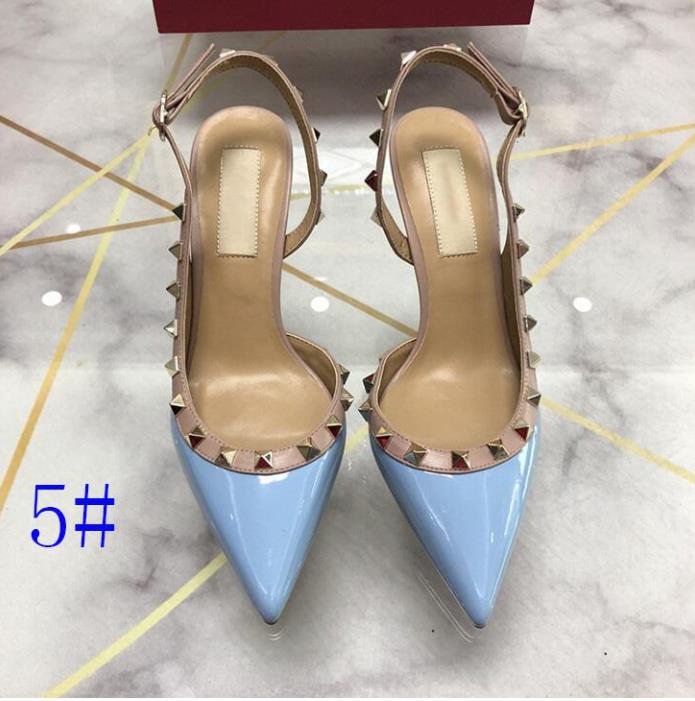 

hot 2020 Heels Dress Shoes Party Fashion Rivets Girls Sexy Pointed Toe Shoes Buckle Platform Pumps Wedding Shoes Black, A1