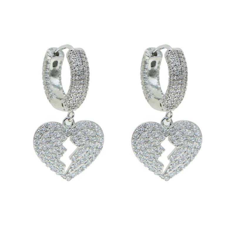 

New broken heart dangle charm Hoop Earrings for lady Geometric Hanging Earrings Female big Modern Jewelry Oorbellen Accessories