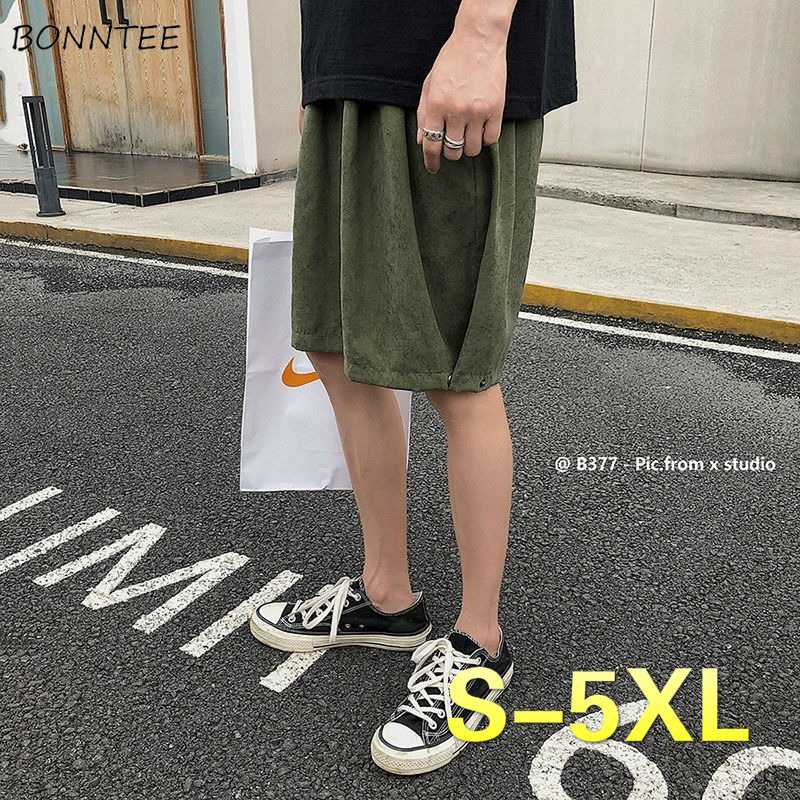 

Men Casual Shorts Solid Plus Size 5XL Loose Korean Summer Chic Simple Leisure Oversize All-match Fashion Teens Beach Ins Ulzzang, Black