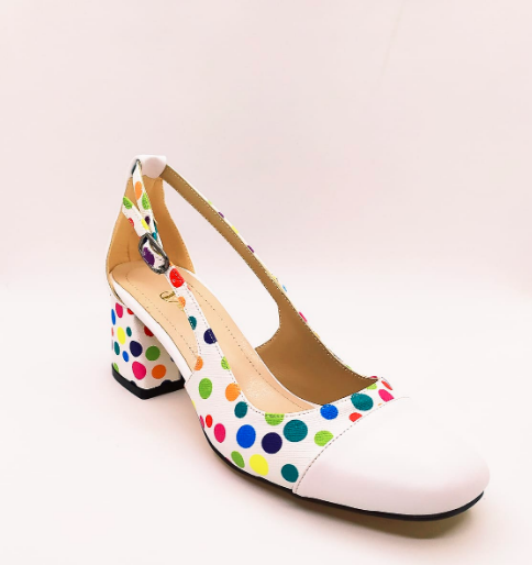 

Women Colorful Square Heels Shoes, Blue