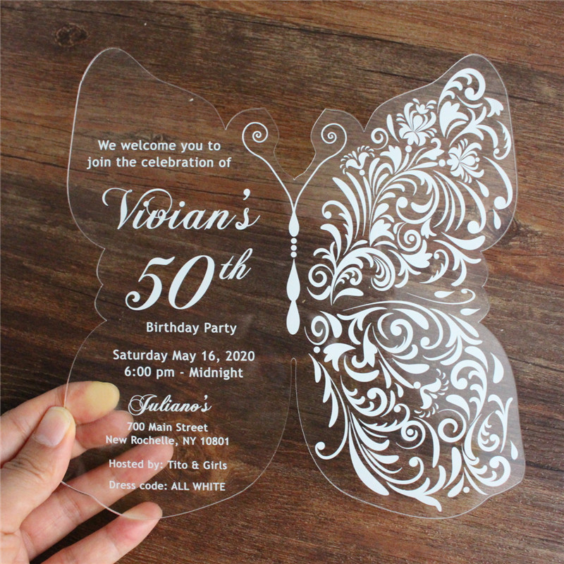 

Butterfly acrylic invitation card birthday wedding engagement party supply