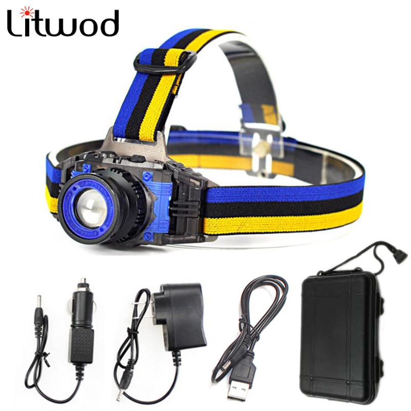 

Litwod Led Bright Headlight Zoomable XM-Q5 4000 lumens Headlamp 3 mode camping Head light Build-in Rechargeable 18650 Battery