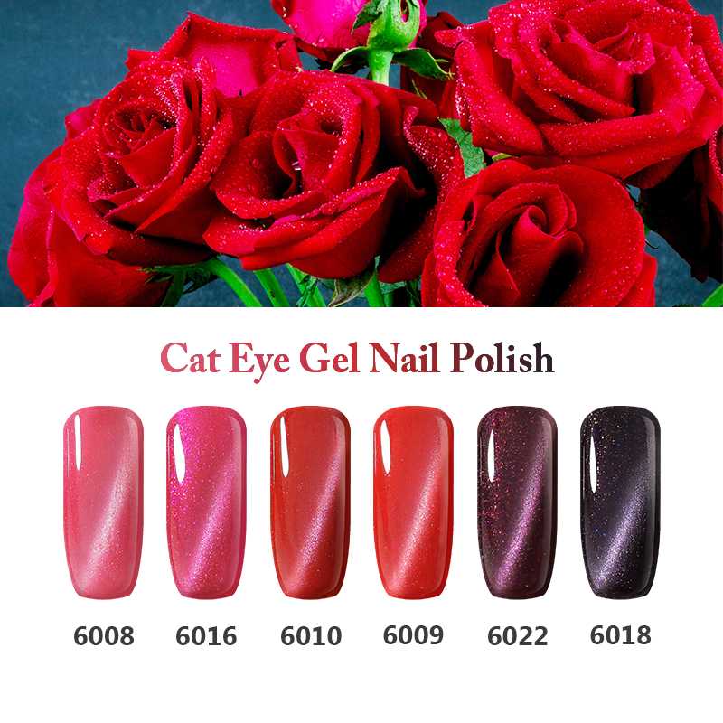 

Arte Clavo Red Rose Colors 3D Cat Eye Magnet Gel Polish DIY Nail Art Manicure Soak Off UV Long-lasting Magnetic Gel Nail Polish, Base coat