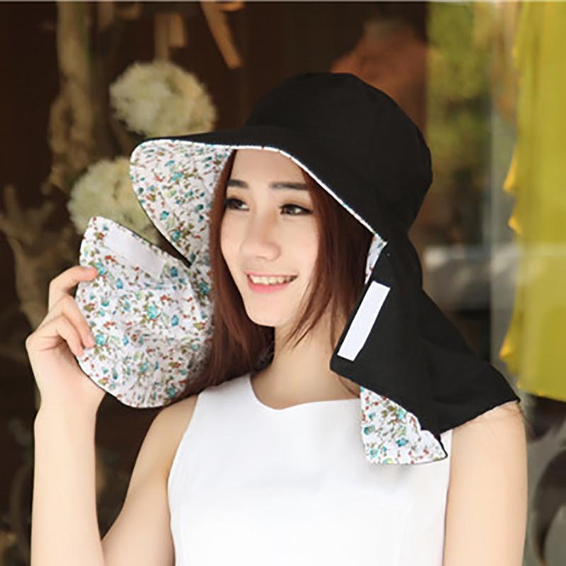 

KANCOOLD hat Women Summer Fashion Solid color print windproof Anti-fog Sunscreen Straw Hat Beach Casual Fisherman 2020mar28, Black