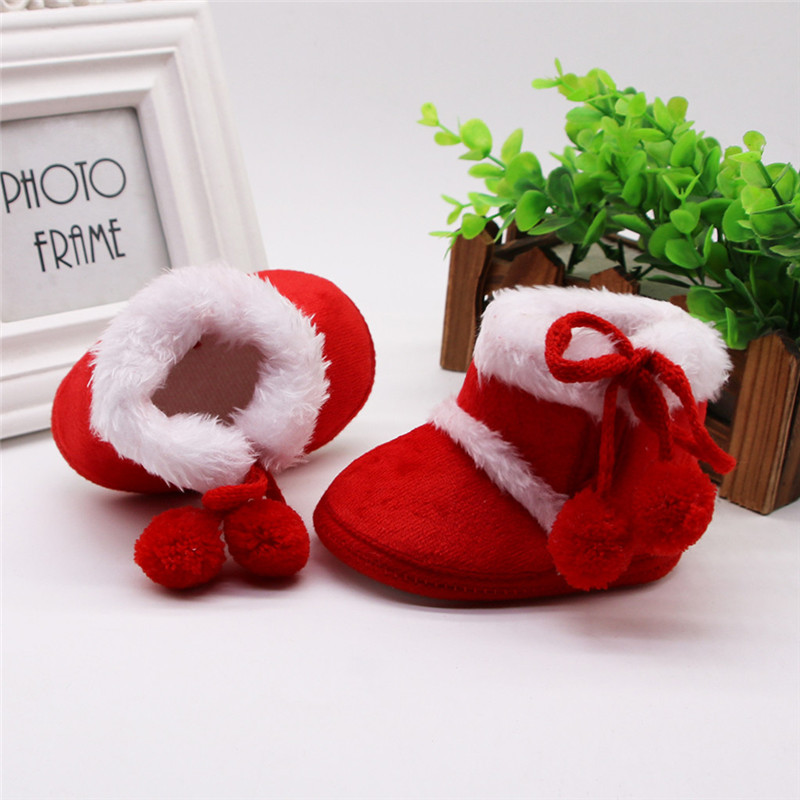 

Baby winter plus velvet boots Infant Newborn Baby Girls Cashmere Plush Winter Boots Bandage Warm Shoes #4S25, Pink