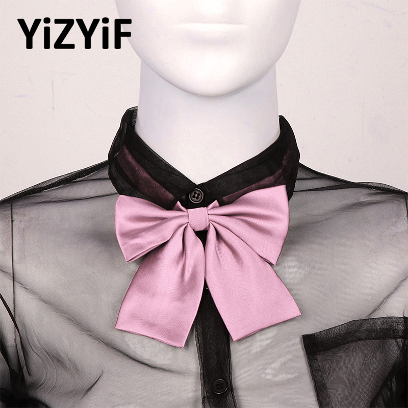 

Womens Bowtie Solid Color Classic Shirts Bow Tie Japan School Uniform Necktie Pre-tied Business Party Wedding Bowknot Bow Ties