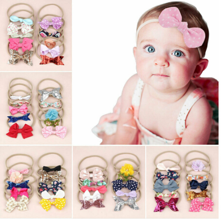 

Free Shipping 10pcs Kids Hairbands Soild Color Bowknot Elastic Headband Nylon Baby Girls Headwear Hair Band Hair Accessories
