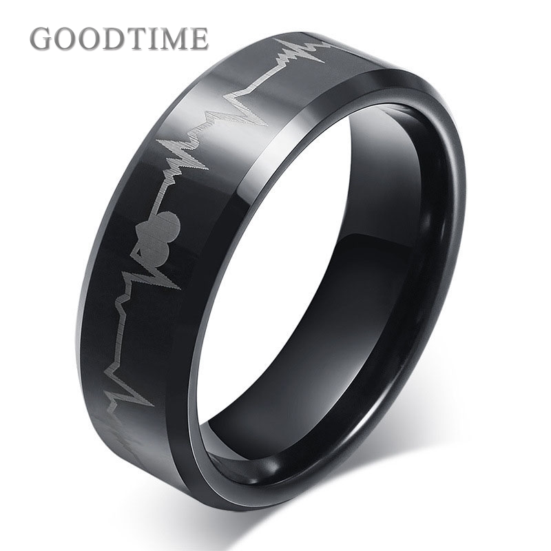 

Fashion Wedding Ring For Man Tungsten Carbide Rings Heartbeat Bands Jewelry Accessoeries Engagement Ring Men's For Party