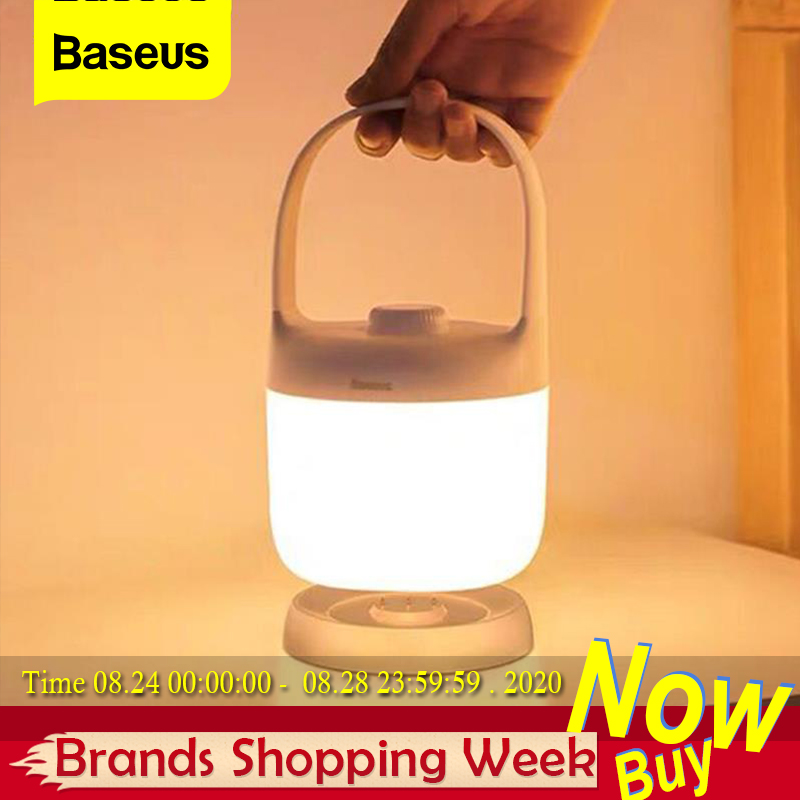 

Baseus Handle Touch/Swivel Stepless Dimmable Night Light Portable Table Lamp Reading Lamp 3000-5000K Rechargeable USB LED Light