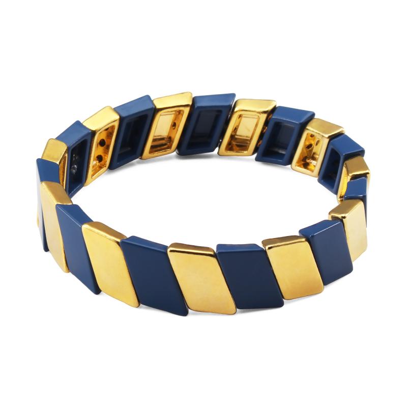 

Beaded Bracelets Enamel Stretch Tile Bracelet for Party Women Stacking DIY Colorblock Bracelet Boho Metal Jewelry Wrist Candy
