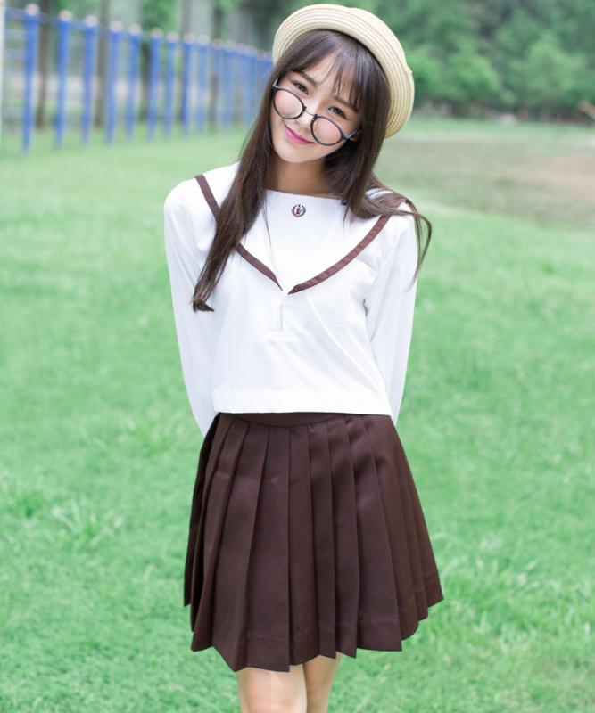 

Hot Sale Classical Japanese School Uniform 3 Color 2 Pcs Sailor Suits for Sexy Girls Students Clothes, As picture