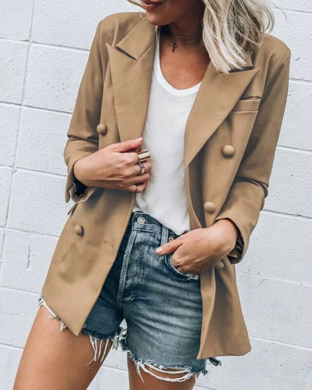 

Turn-Down Collar Solid Long Wool Female Jacket Coat Women Slim Blend Coat Autumn Winter Female Casual Windbreake, Black