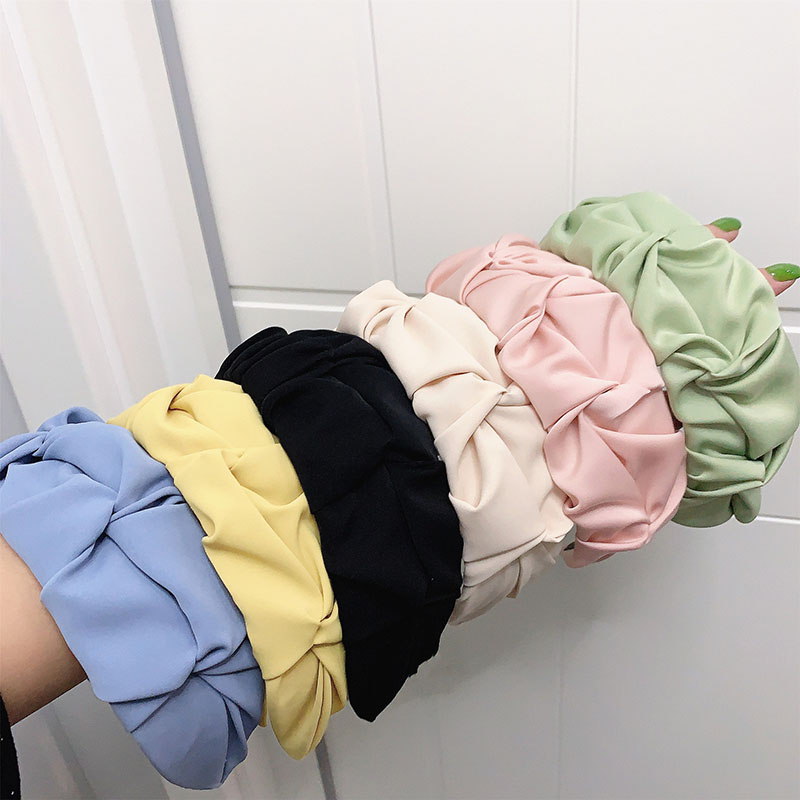 

Fashion hair accessories wrinkled headband women candy solid color wide-brim knotted face wash hairband headbands girl hair band