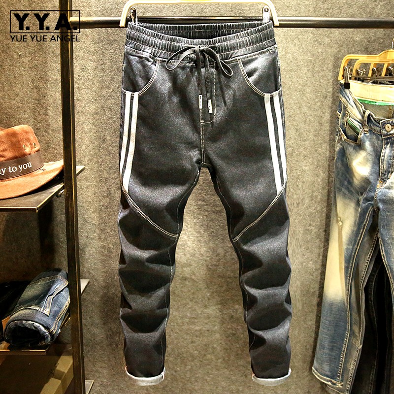 mens jeans with side elastic waist